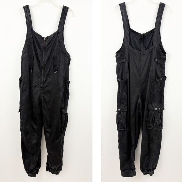 Free People Movement Fast Track Onesie Overalls Jumpsuit Coverall Size L Black - Picture 2 of 12